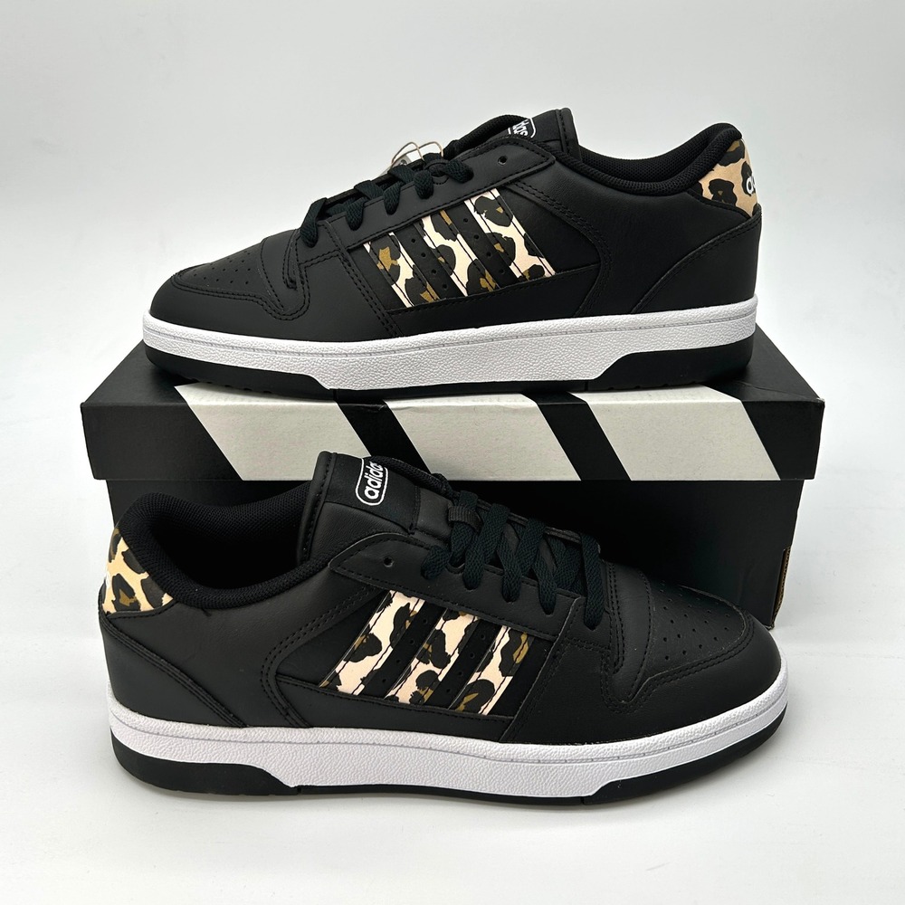 adidas Break Start Low Size 8.5 Womens Sneakers Black Leopard Print NEW JR1478